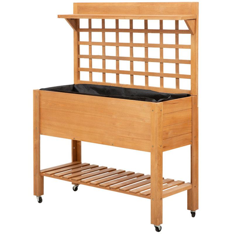 Jardinière surélevée en bois massif, Brown