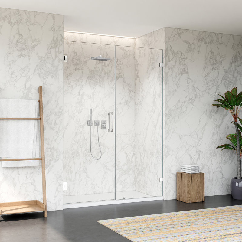 52" W x 74" H Pivot Frameless Shower Door, Chrome