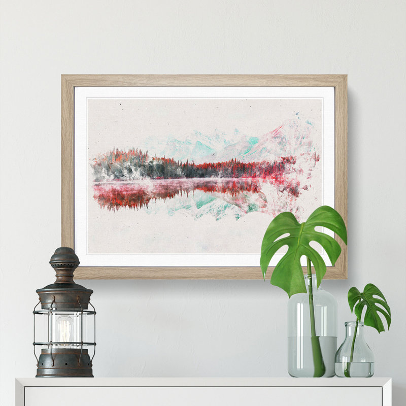 Lake Reflection - Picture Frame Painting Print, 24cm H x 33cm W x 2cm D, Oak Framed
