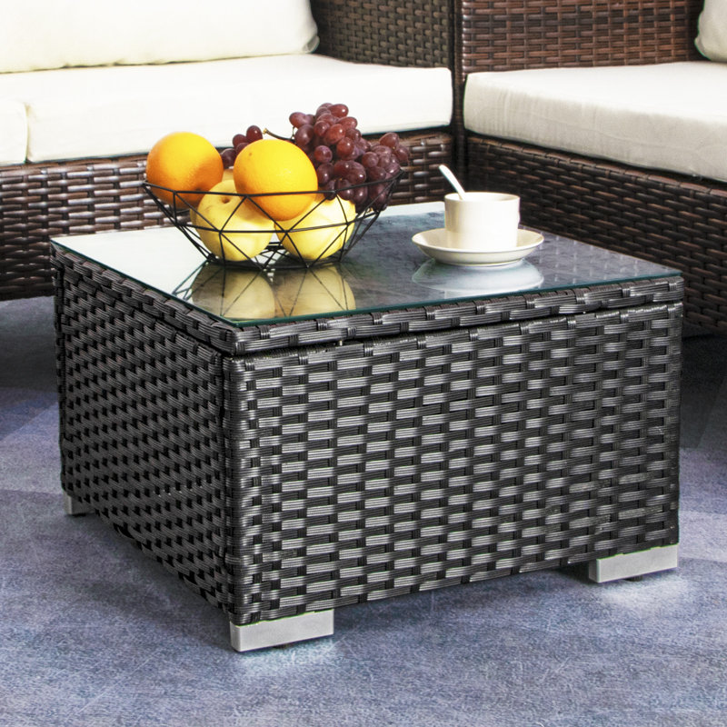 Forough Square Metal Outdoor Coffee Table , in. W in. D, 12.6" H x 19.7" W x 19.7" D, Black