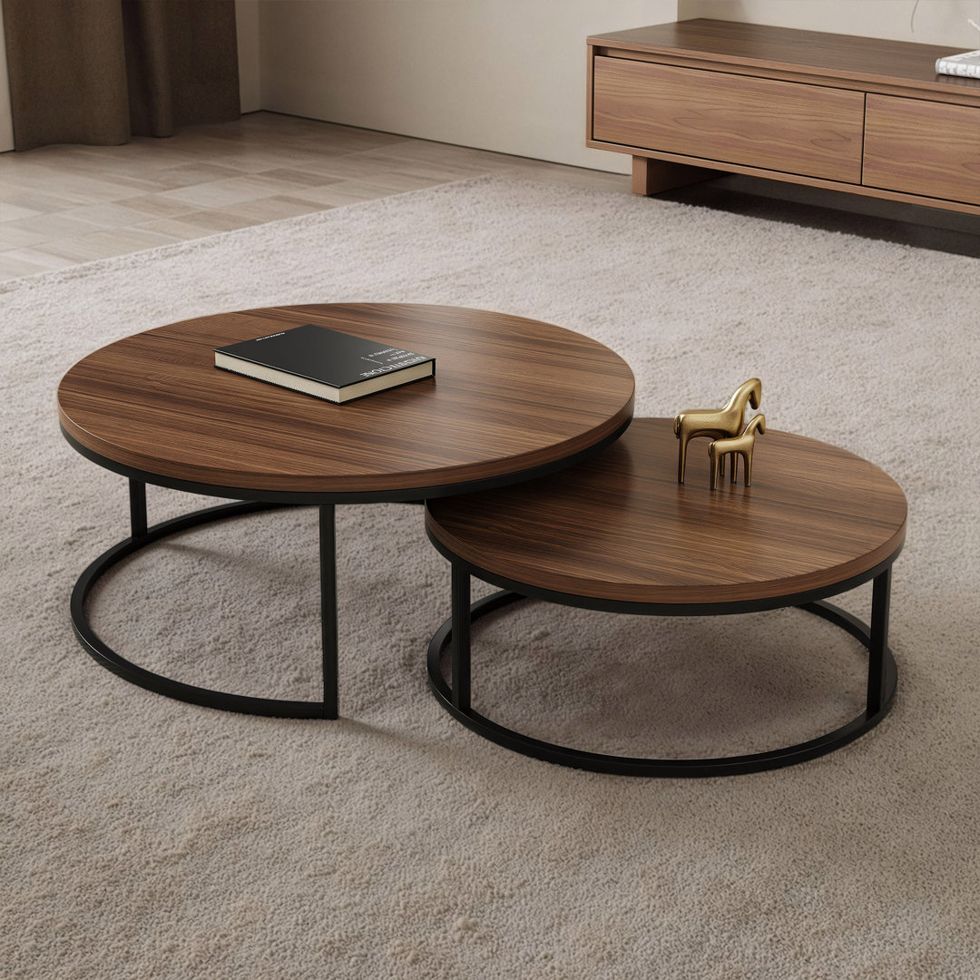Multi-Function Nesting End Tables Set of 2, Use Together or Separately, Space-Saving Design, for Living Room & Bedroom