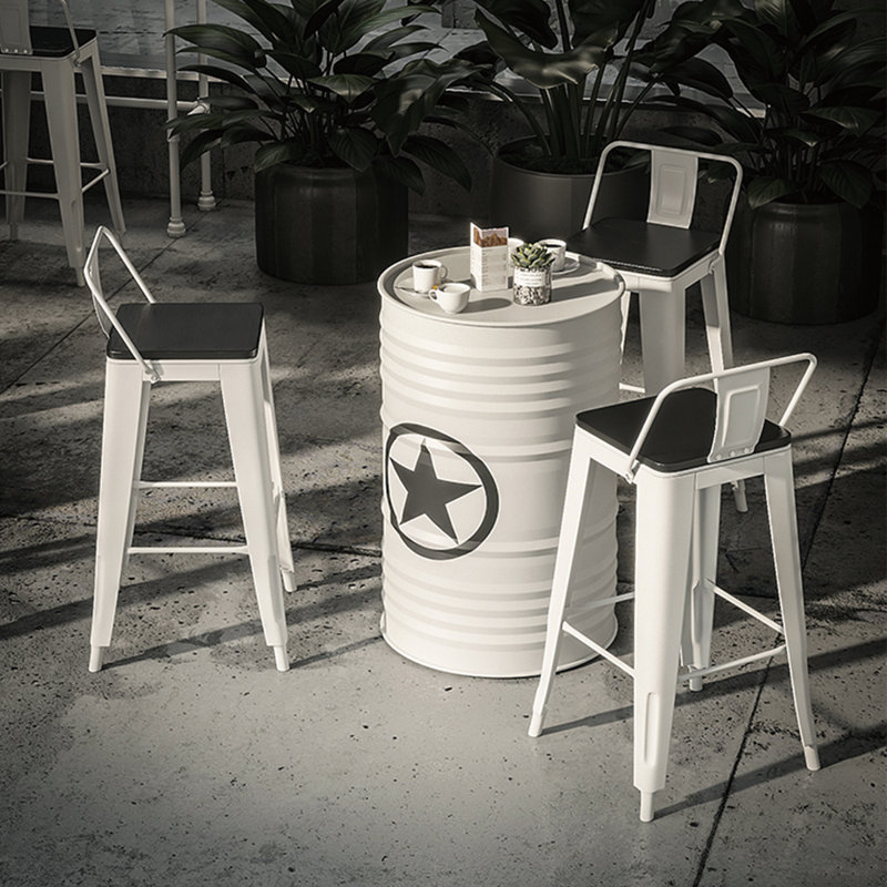 Table et chaises de bar en fer forgé d'origine, Ensemble repas 4 pièces