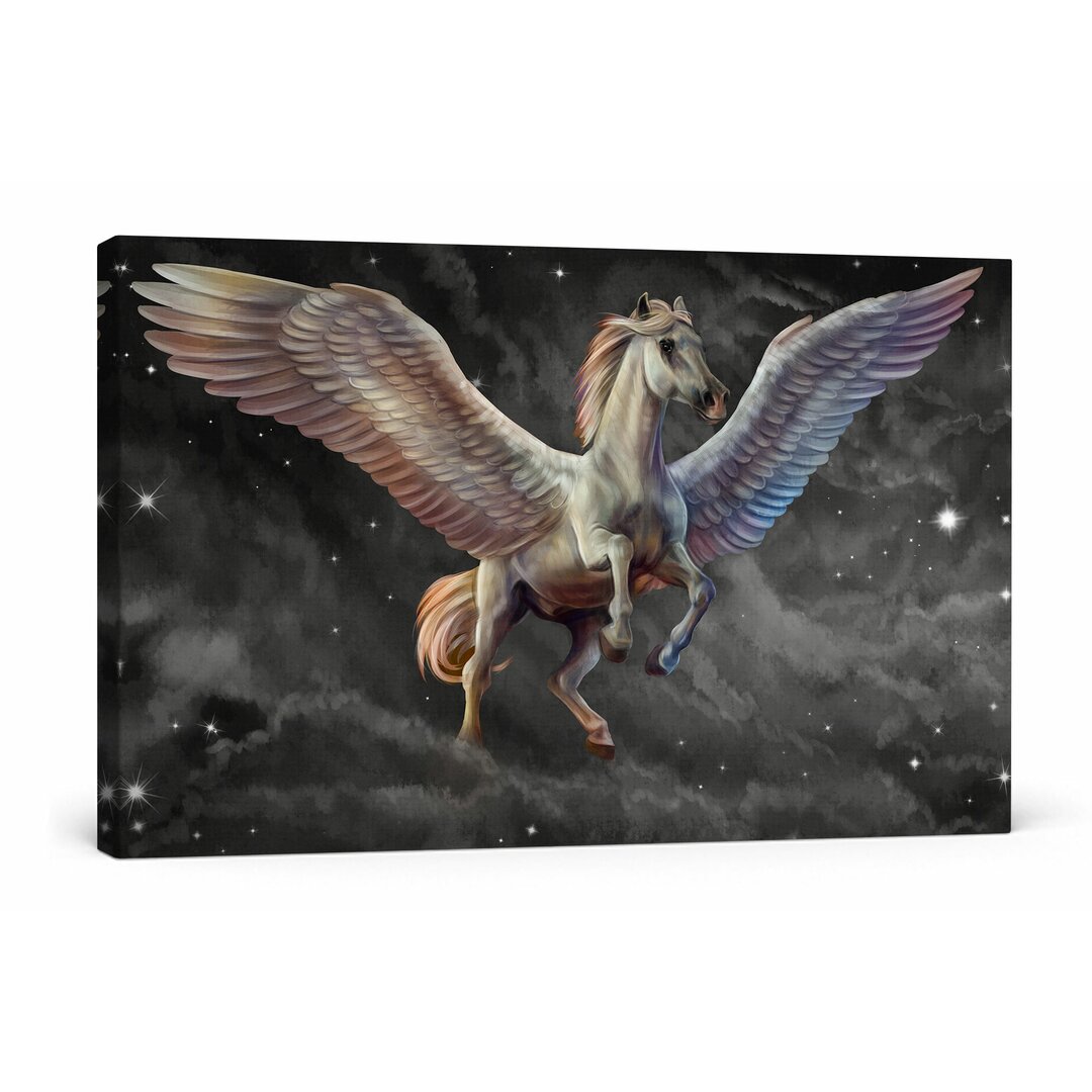 Leinwandbild Weißer Pegasus mit Engelsflügel