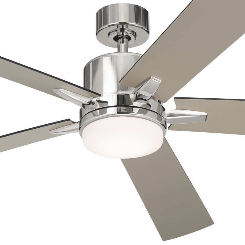 Lucian 60'' Ceiling Fan with LED Lights, Polished Nickel/Black/Silver