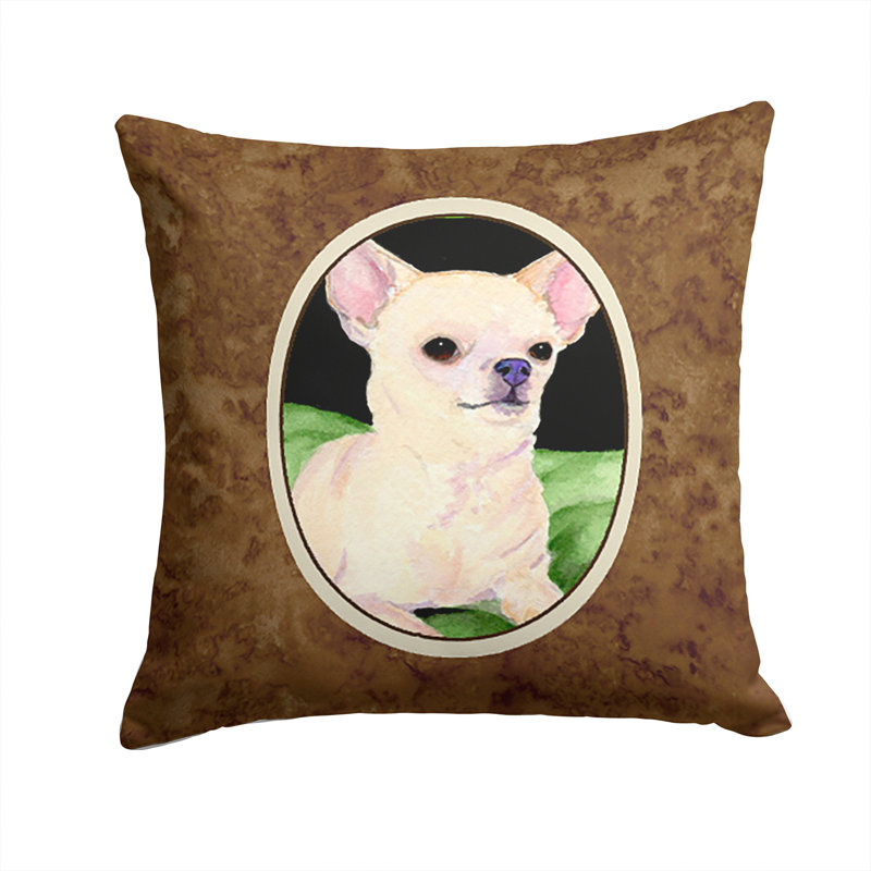Coussin intérieur/extérieur brun carré chihuahua