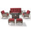 Ensemble de table de foyer d'extérieur en rotin 7 pièces avec chaises berçantes et canapé-950293014