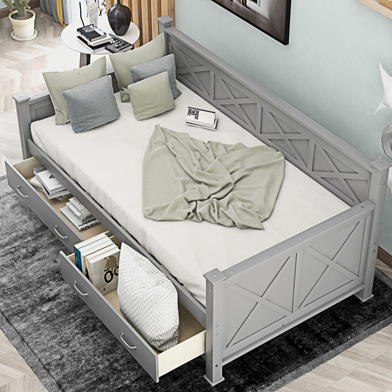 Wooden Modern And Rustic Casual Style Daybed, Grey
