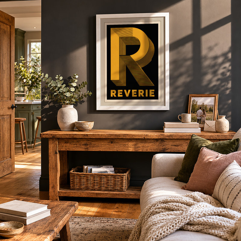 Reverie In Gold Art Deco - Print, A1 - 84.1 x 59.4 cm, White