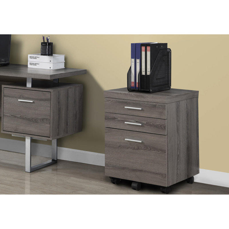 3 classeurs roulants, rangement, taupe, armoire de bureau moderne mobile, stratifié taupe, tiroirs