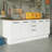 Hokku Designs Compact Garage and Utility Room Storage Set 78 Inch Base Cabinet with 3 Drawers and 4 Doors Utility Bench Wooden Organization Unit - White