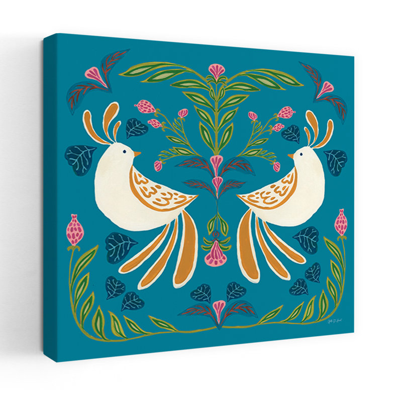 Boho Traveler III, une affiche murale abstraite contemporaine représentant un paysage d'oiseaux et de nature
