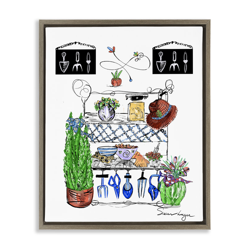 Cadre flottant Spring Gardening, par Susan Lugar, Cadre flottant orme Montalcino, H 31 po x l 25 po
