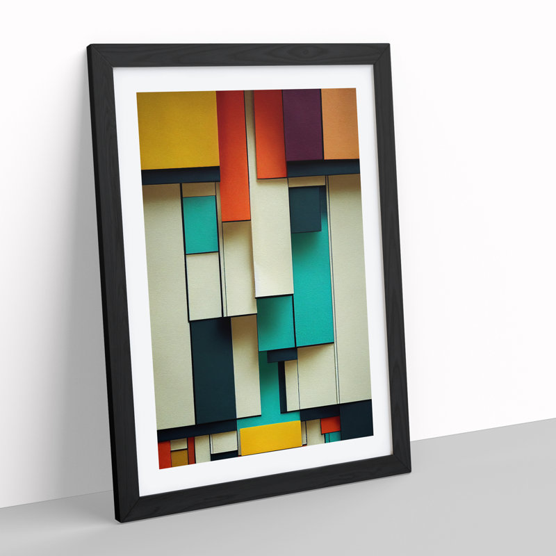 Bauhaus Abstract Art No.1 - Single Picture Frame Print, 34cm H x 25cm W x 2cm D, Black Framed