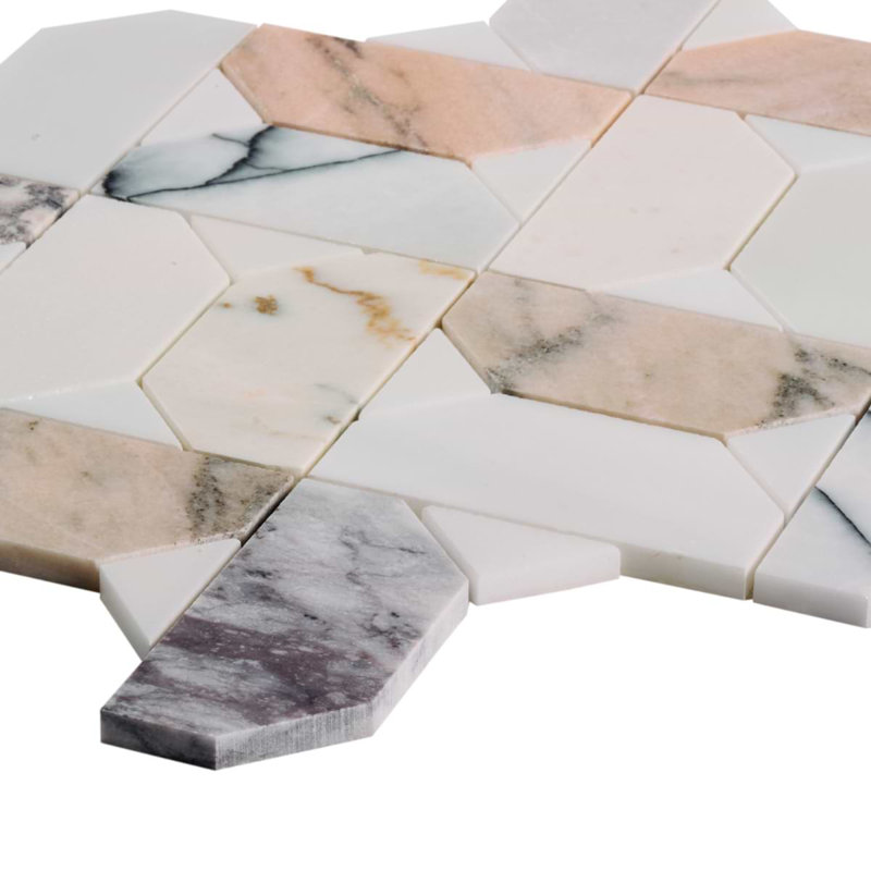 Isobel 13x13 Geometric Polished Marble Luxury Mosaic Tile, Grace