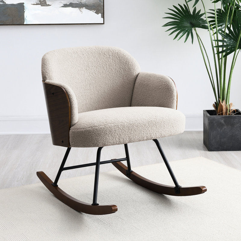 Chaise berçante rembourrée Muthu Boucle, Beige