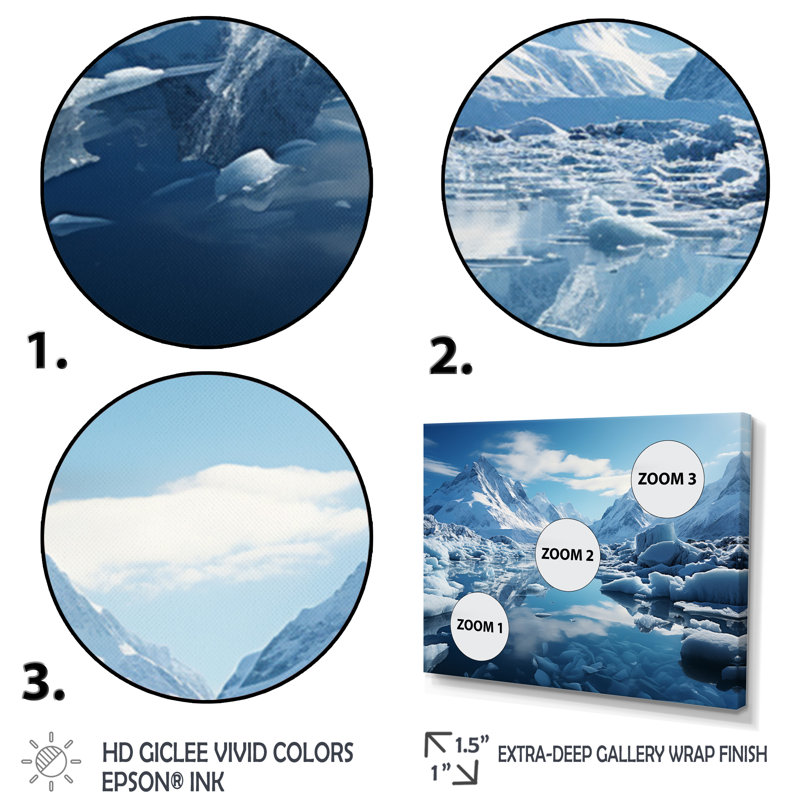 Bhav Glacier Glacial Reflections I - impression, Cadre doré simple, H 24 po x l 32 po x P 1 po