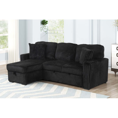 Plush Sectional Sofa W/ Pull Out Sleeper Made With Velvet Fabric