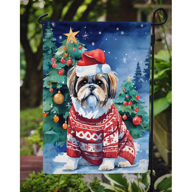 Drapeau de Noël Shih Tzu, H 15,5 po x l 11,25 po