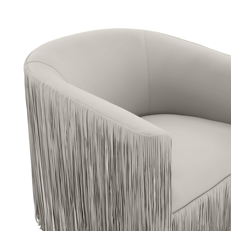 Faux Leather Swivel Barrel Chair, Gray Faux Leather