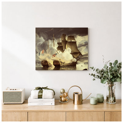 Bataille du Raz de Sein, reproduction d'art sur toile 20 x 16, reproductions d'art classique de John Christian Schetky. Estampe numérique et art musée de qualité pour la décoration murale.