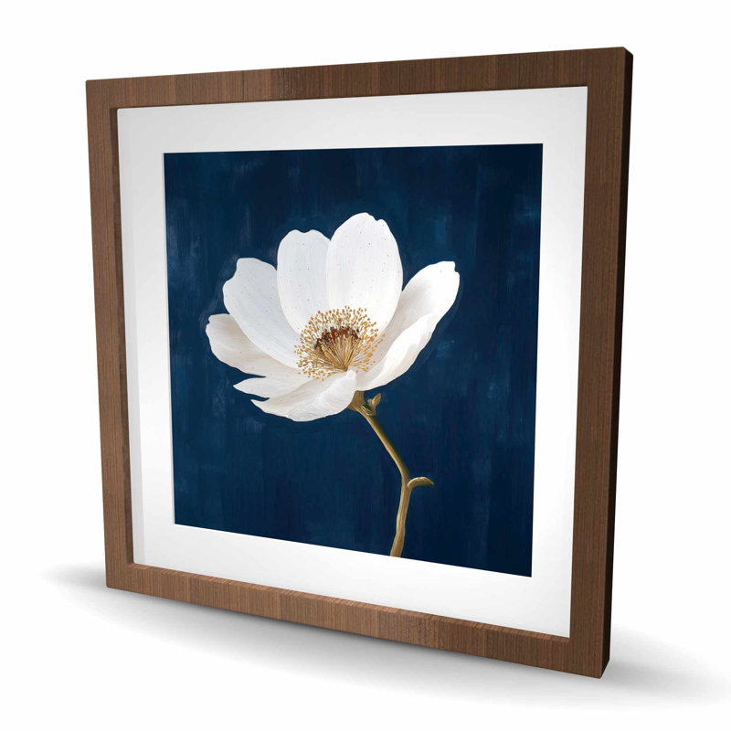 Branche tordue - impression encadrée florale et botanique blanche, H 24 po x l 24 po