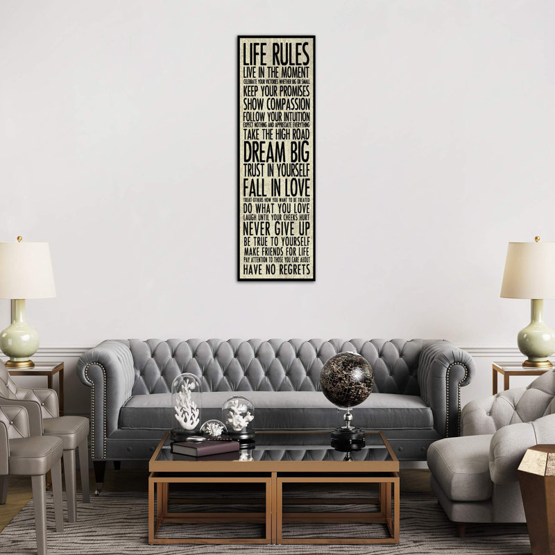Life Rules by Erin Clark - Wrapped Canvas Panoramic Print, 30.48 cm H x 91.44 cm W x 3.175 cm D, No Frame