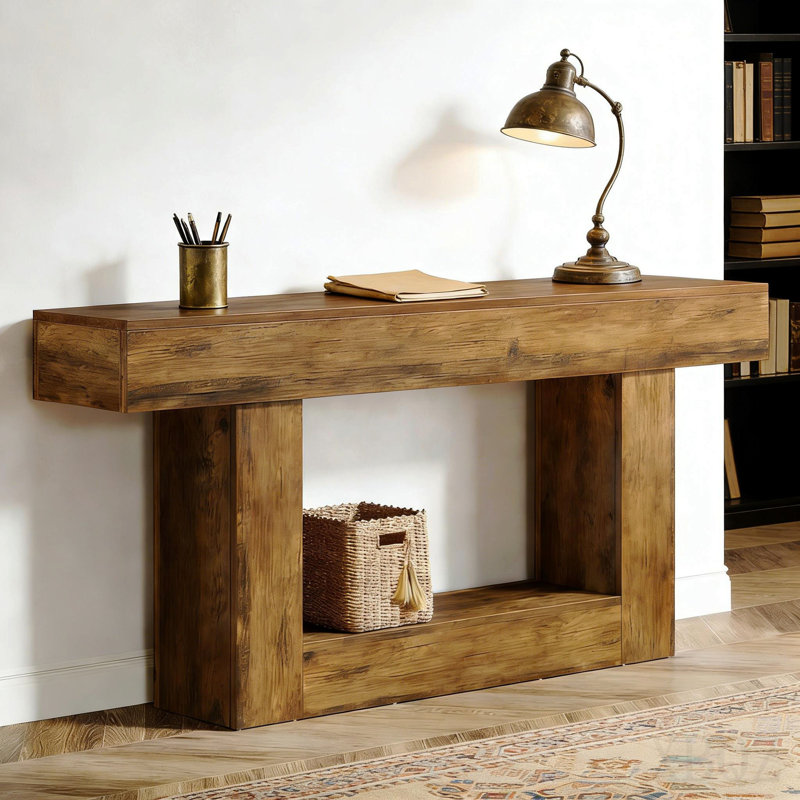 2-Tier Hall Table,Sofa Table,Console Table, Rustic Brown