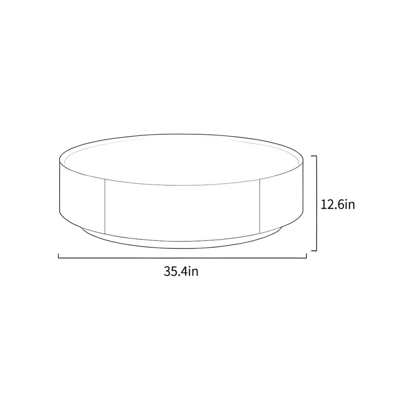 Table basse luxueuse de style italien, H 12,6 po x l 35,4 po x P 35,4 po