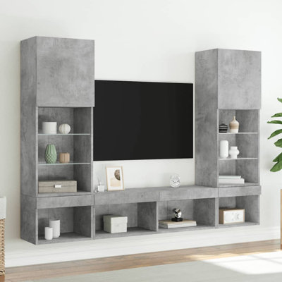  5 Piece TV Wall Units With LED Engineered Wood