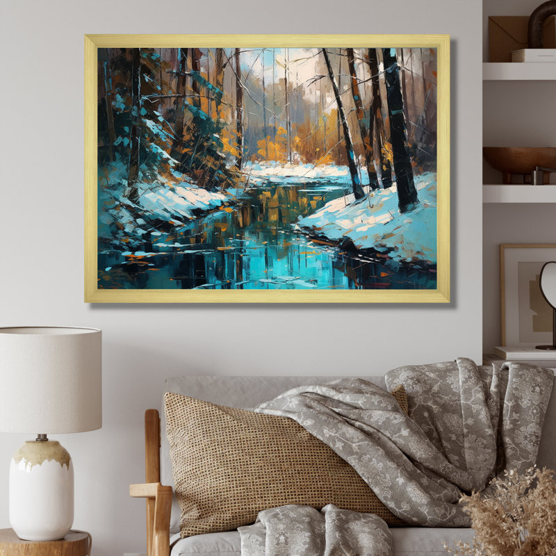 Wintery Forest II - Imprimé, H 12 po x l 20 po x P 1 po, Encadrement doré