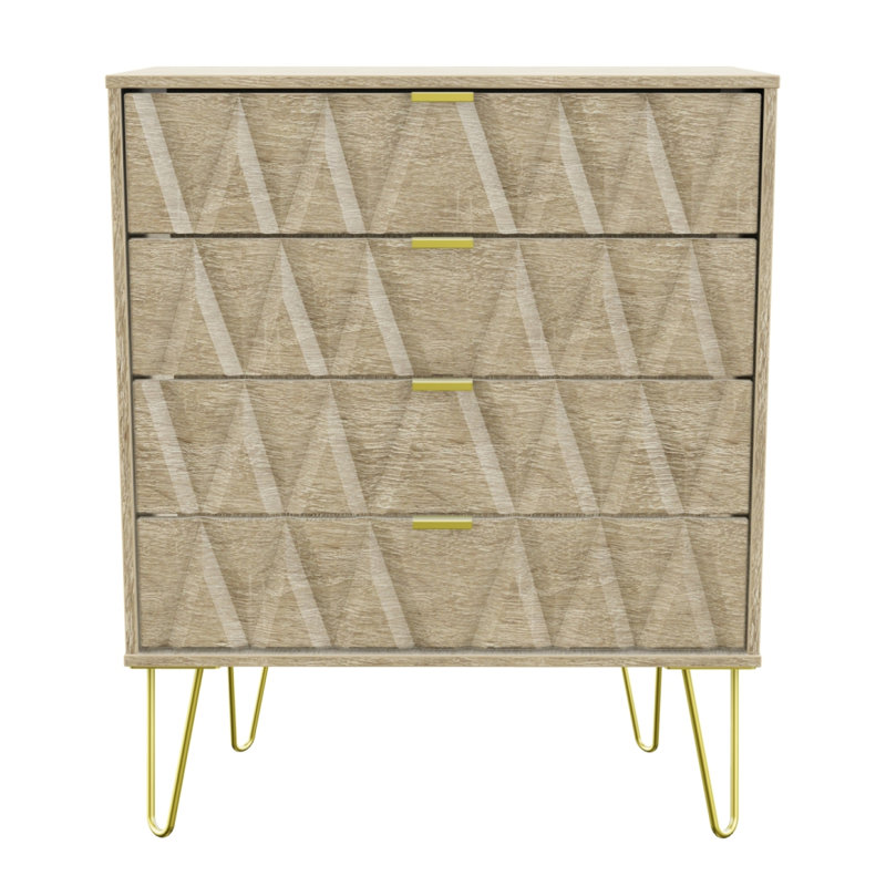 Fully Assembled Ione 4 Drawer 76.5Cm W Chest of Drawers, Brown