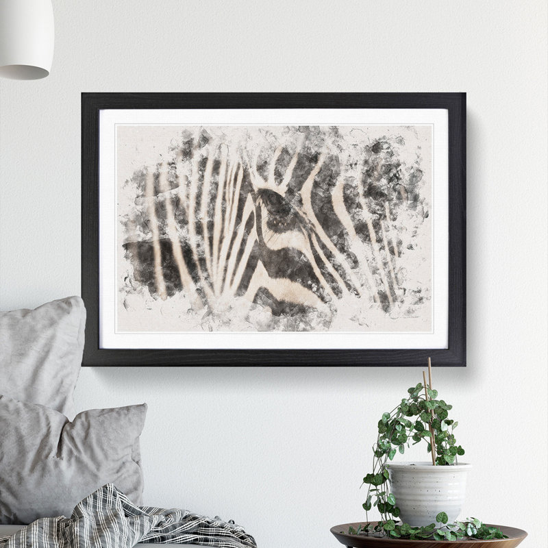 Eye Of The Zebra - Single Picture Frame Painting on MDF, Black Framed, 40cm H x 60cm W x 2cm D