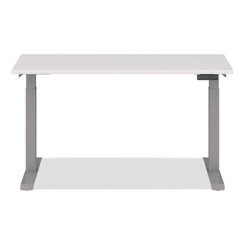 White Adjustable Metal Electric Standing Desk with Memory Controls