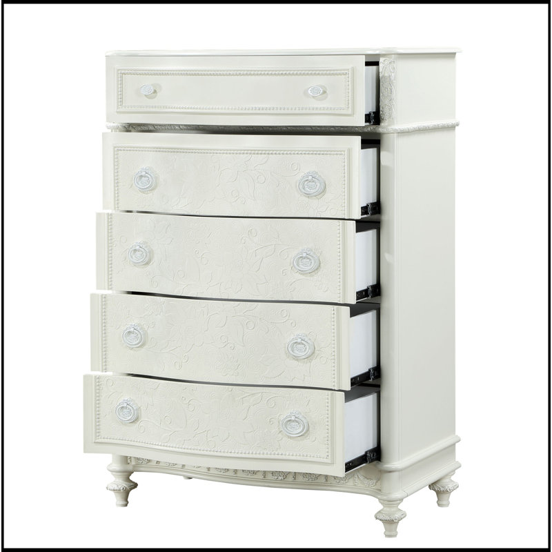 Commode 5 tiroirs Ivoire