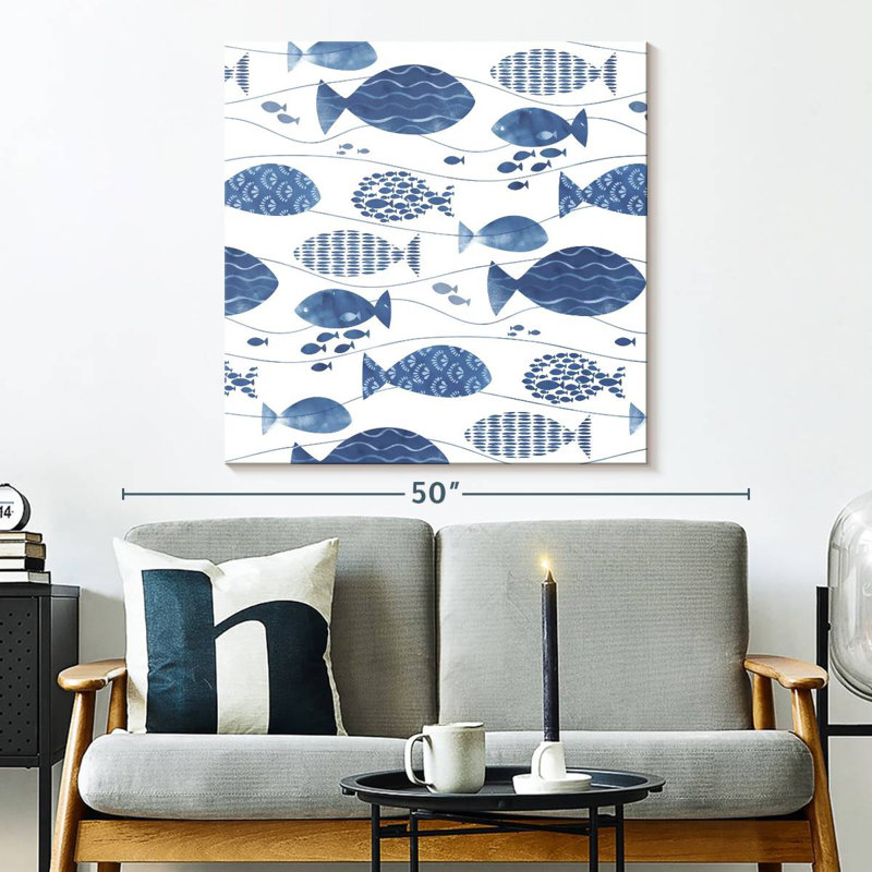 Ashelle Abstract Blue Fish, 33" H x 33" W