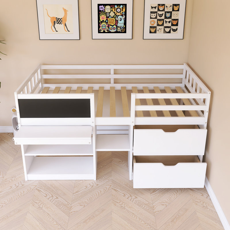 Twin Size Low Loft Bed, White