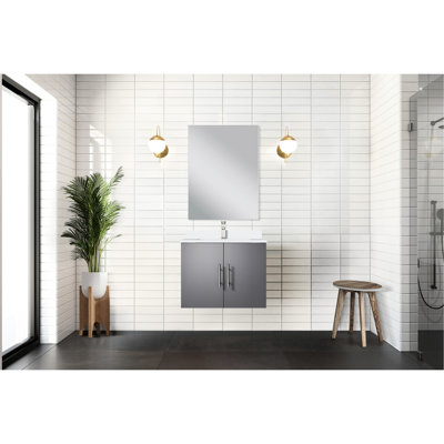 Meuble-lavabo gris foncé 24 po L 22 po x P 18 po, avec beaucoup de rangement pour le miroir
