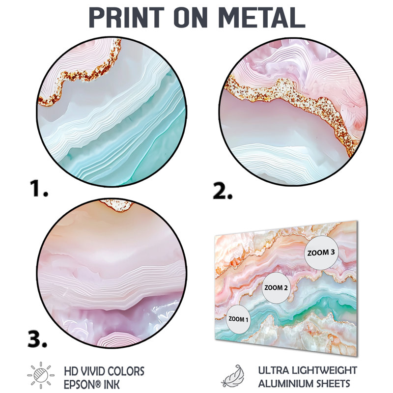Rose, vert, cascade lumineuse d'agate, H 24 po x l 32 po x P 0,84 po