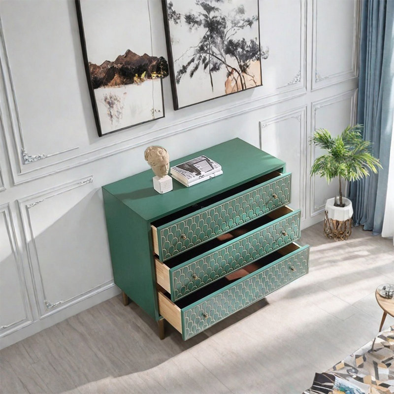 Armoire de rangement avec 3 tiroirs et pieds en métal