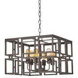 LA 6 - Light Unique Rectangle Chandelier with Wrought Iron Accents