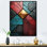 Carreaux à chevrons bleus et rouges Elegance III - art mural abstrait