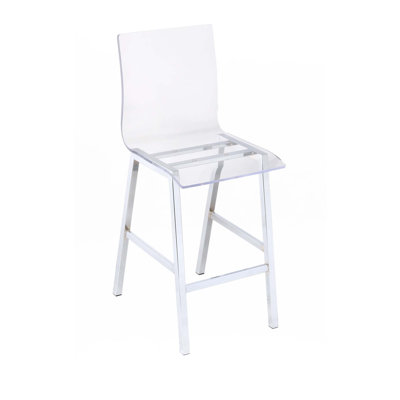 Clear Acrylic & Chrome Finish Counter Height Chair (Set Of 2)