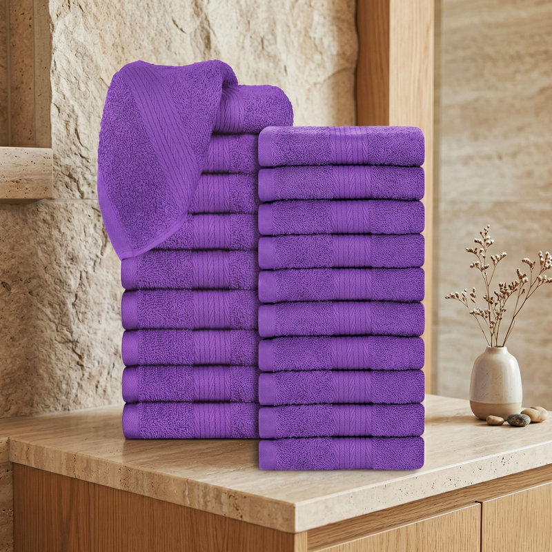 100% Cotton 600 GSM Washcloths, Purple