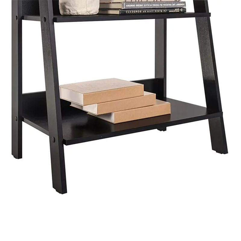 Modern 5-Tier Ladder Shelf Pantry Storage Space 24 Inch Wooden Free Standing Bookshelf Utility Shelves for Home Office Study Room and Kitchen