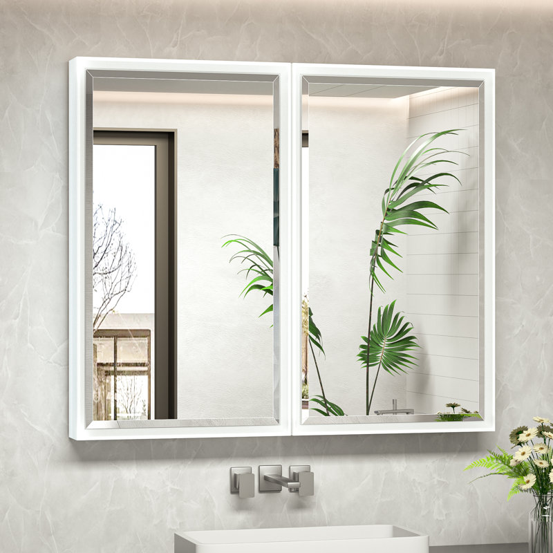 Armoire à pharmacie avec miroir et tablettes Cyrille, H 32 po x l 36 po x P 5,2 po, Blanc