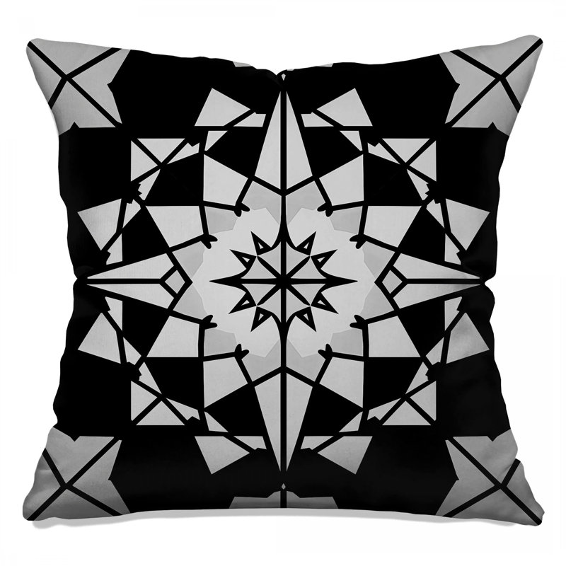 Black White Geometric Pattern Double Sided Throw Pillows, 16 x 16 inches