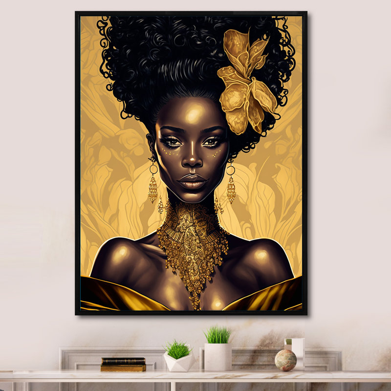 " Beautiful Retro African American Model III ", 20" H x 12" W x 1" D, Black Floater Framed