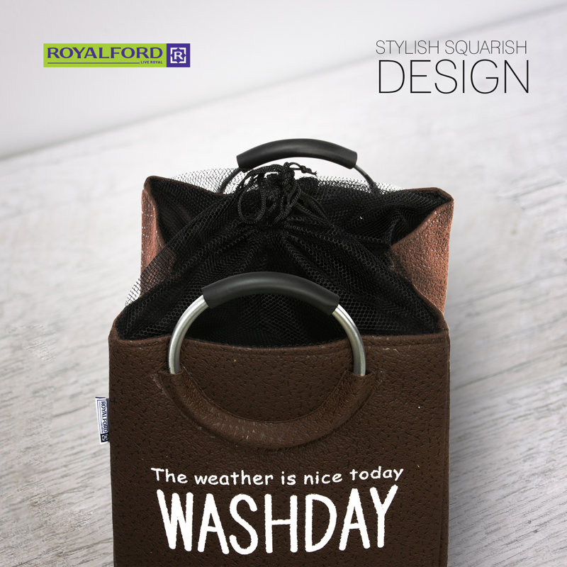 Fabric Laundry Bag with Handles, Coffee Brown