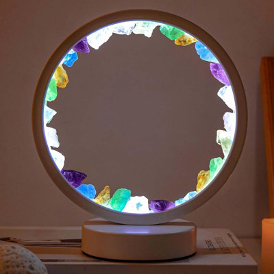 Lampe de chevet Runyansghi Chroma Gravel Lampe de chevet en cristal naturel USB Port Mode de gradation Lampe de chambre à coucher Veilleuse appropriée pour le salon Chambre à coucher Bureau Décoration intérieure Cadeau idéal