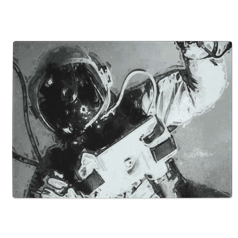 Tempered Glass an Astronaut in Zero Gravity Chopping Board, 28.5 cm W x 20 cm L